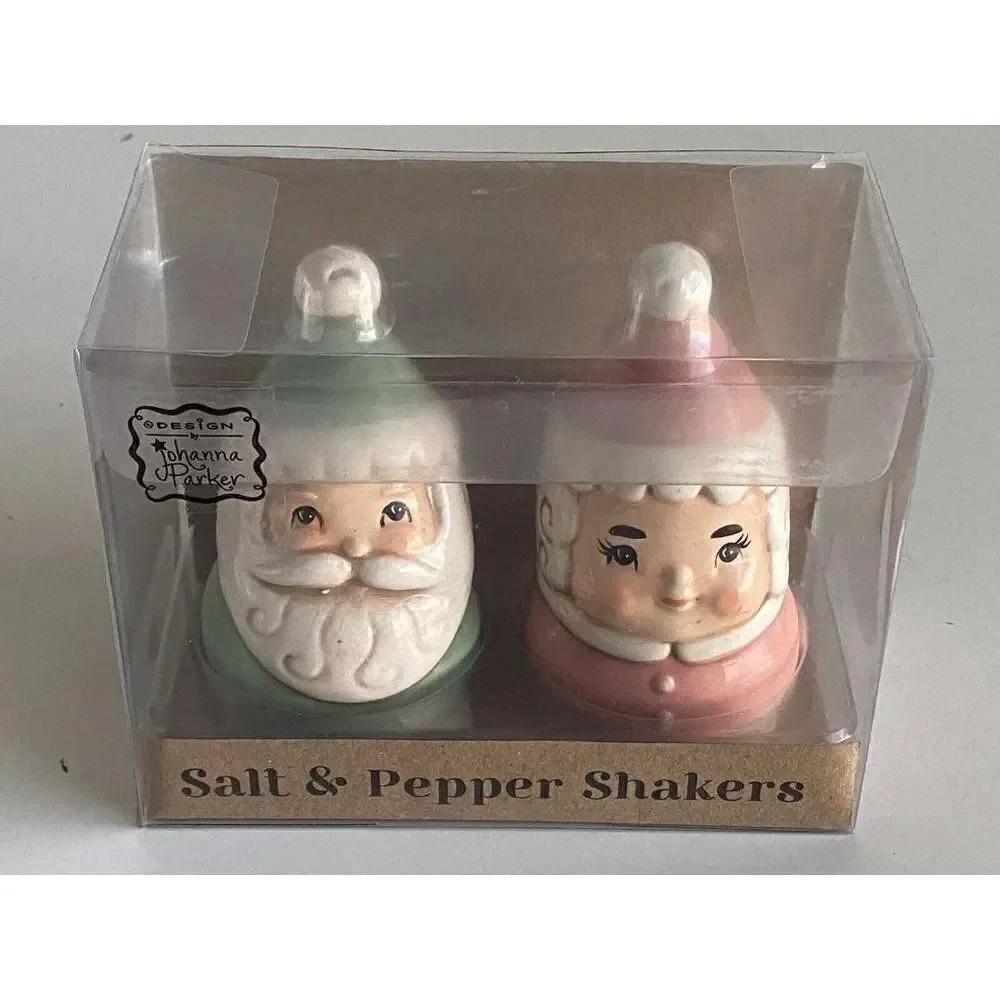 Johanna Parker Design Christmas  Mr & Mrs. Claus Santa Salt & Pepper Shakers New